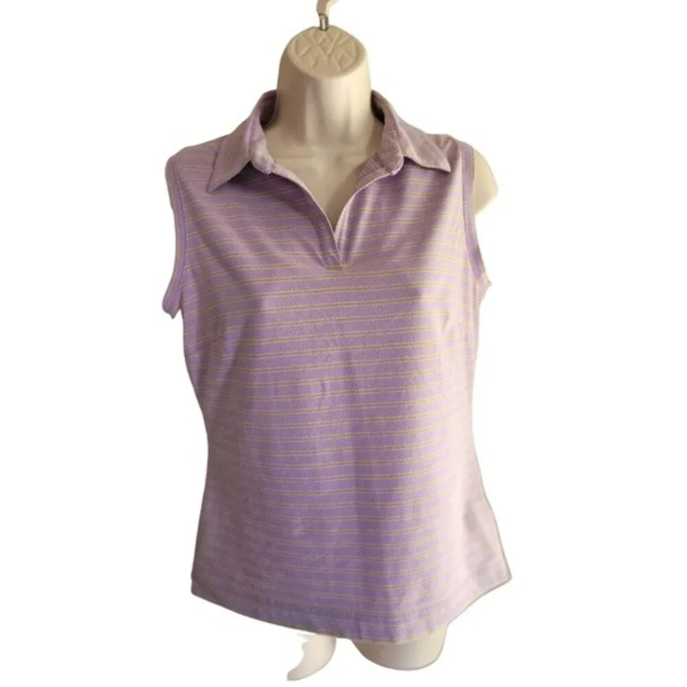 Nike Fit Dry Purple Striped Sleeveless Golf Tank Size Large